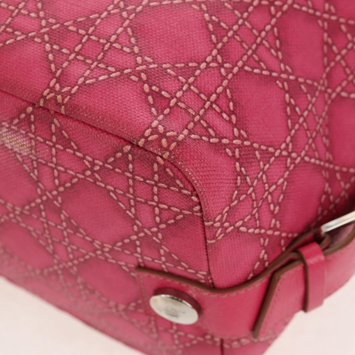 Christian Dior Cannage Handbag Canvas Pink Canvas Handbag (Pre-Owned)