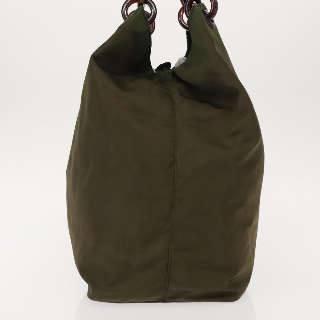 Prada Resin Handle Tote Tessuto Khaki Nylon Tote Bag Bag