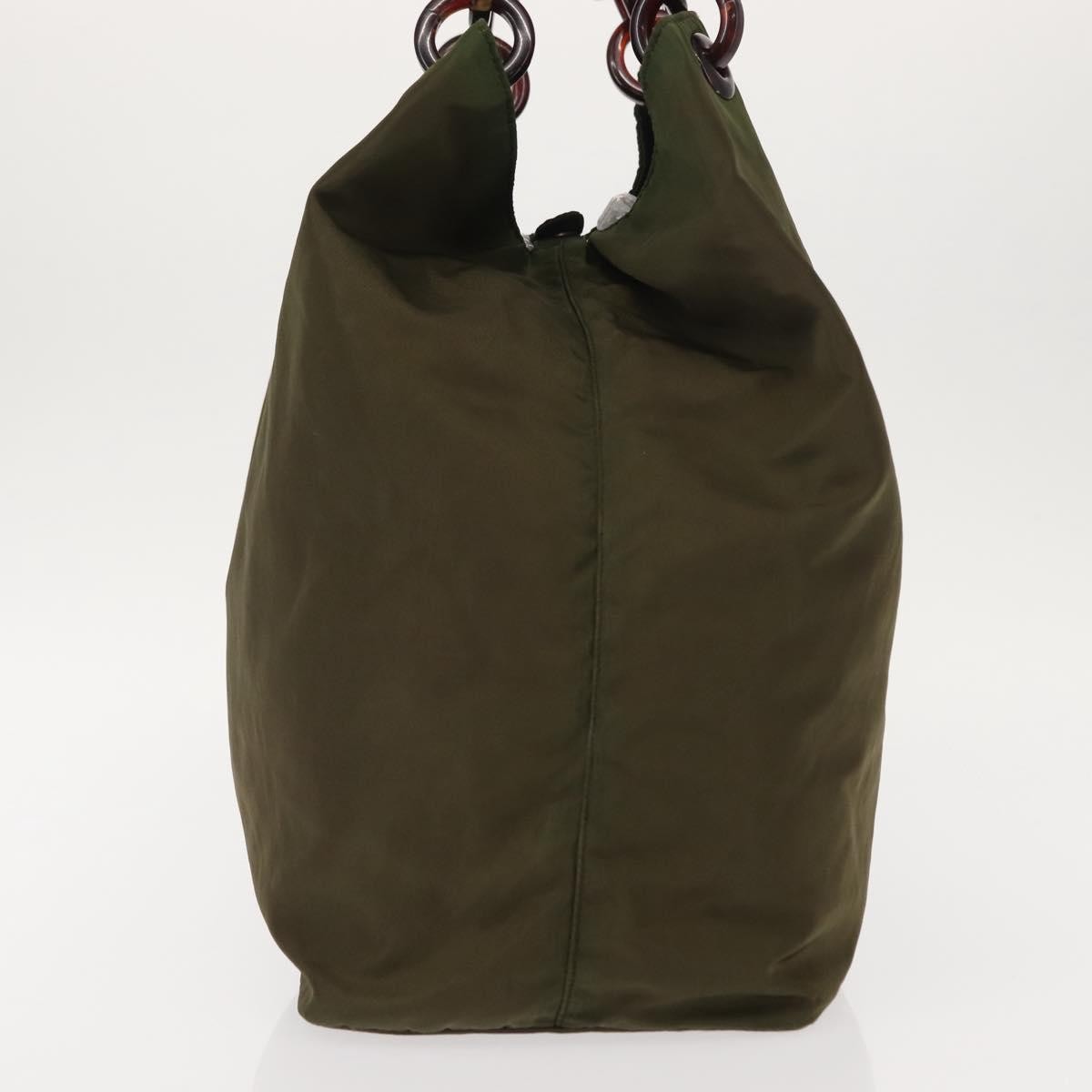 Prada Resin Handle Tote Tessuto Khaki Nylon Tote Bag Bag