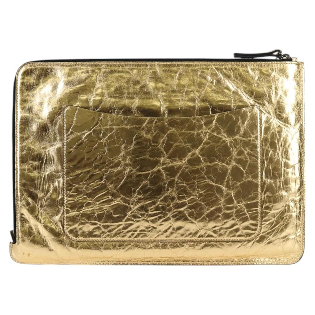Chanel Feminine Pouch Crinkled Leather Gold Leather Clutche & Pouche Bag