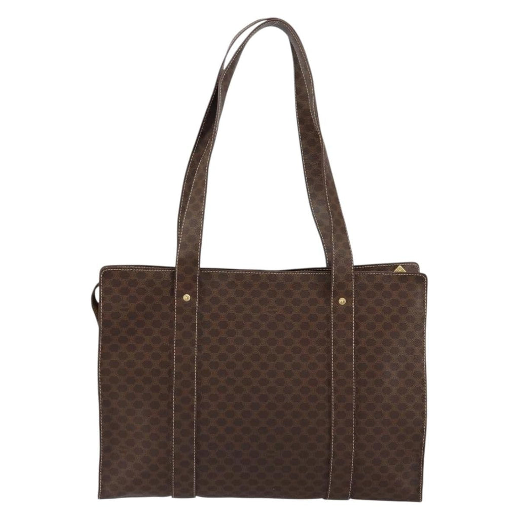 Celine Vintage Macadam Tote Bag Canvas Brown Canvas Tote Bag Bag
