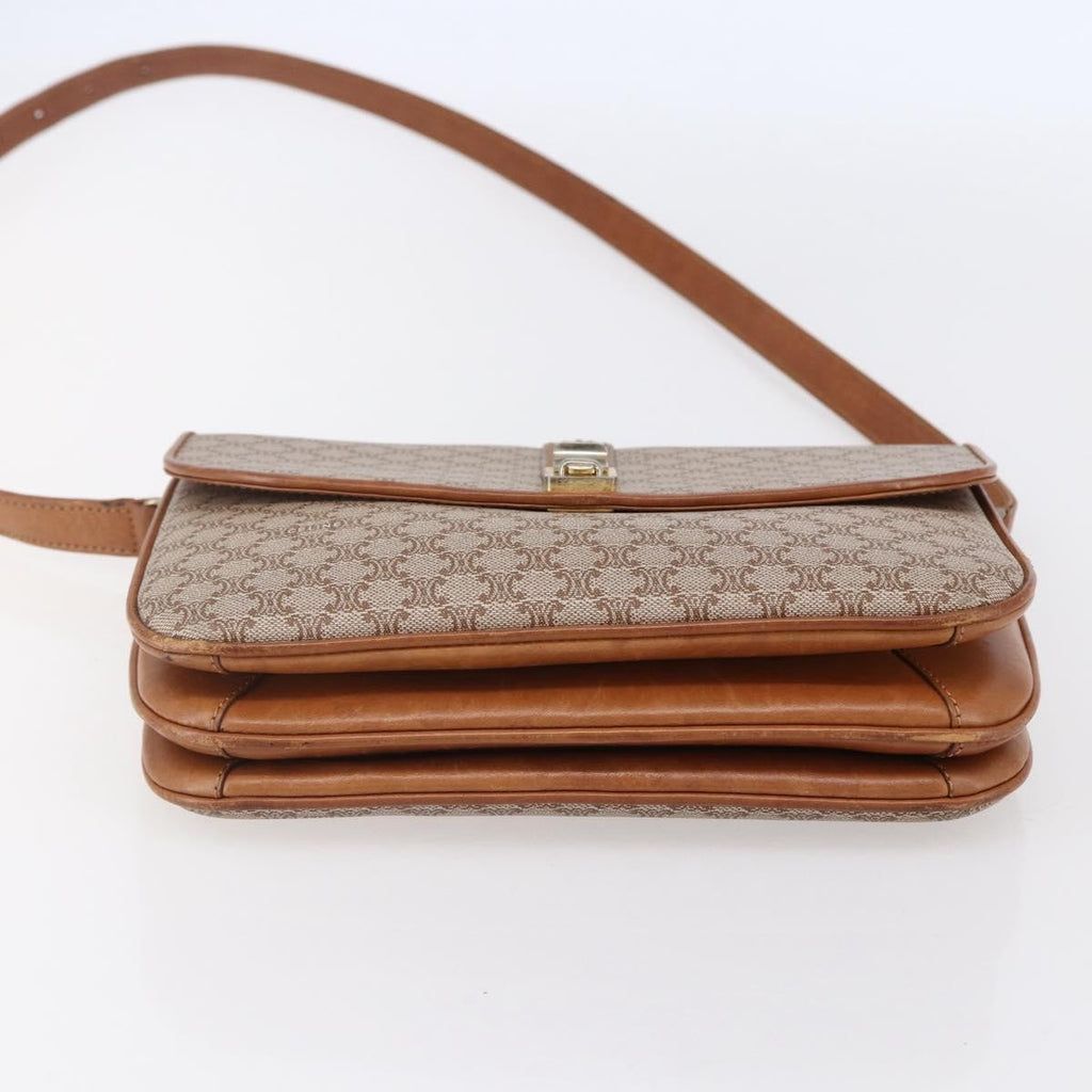 Celine Vintage Macadam Shoulder Bag Canvas And Leather Beige Canvas Shoulder Bag Bag