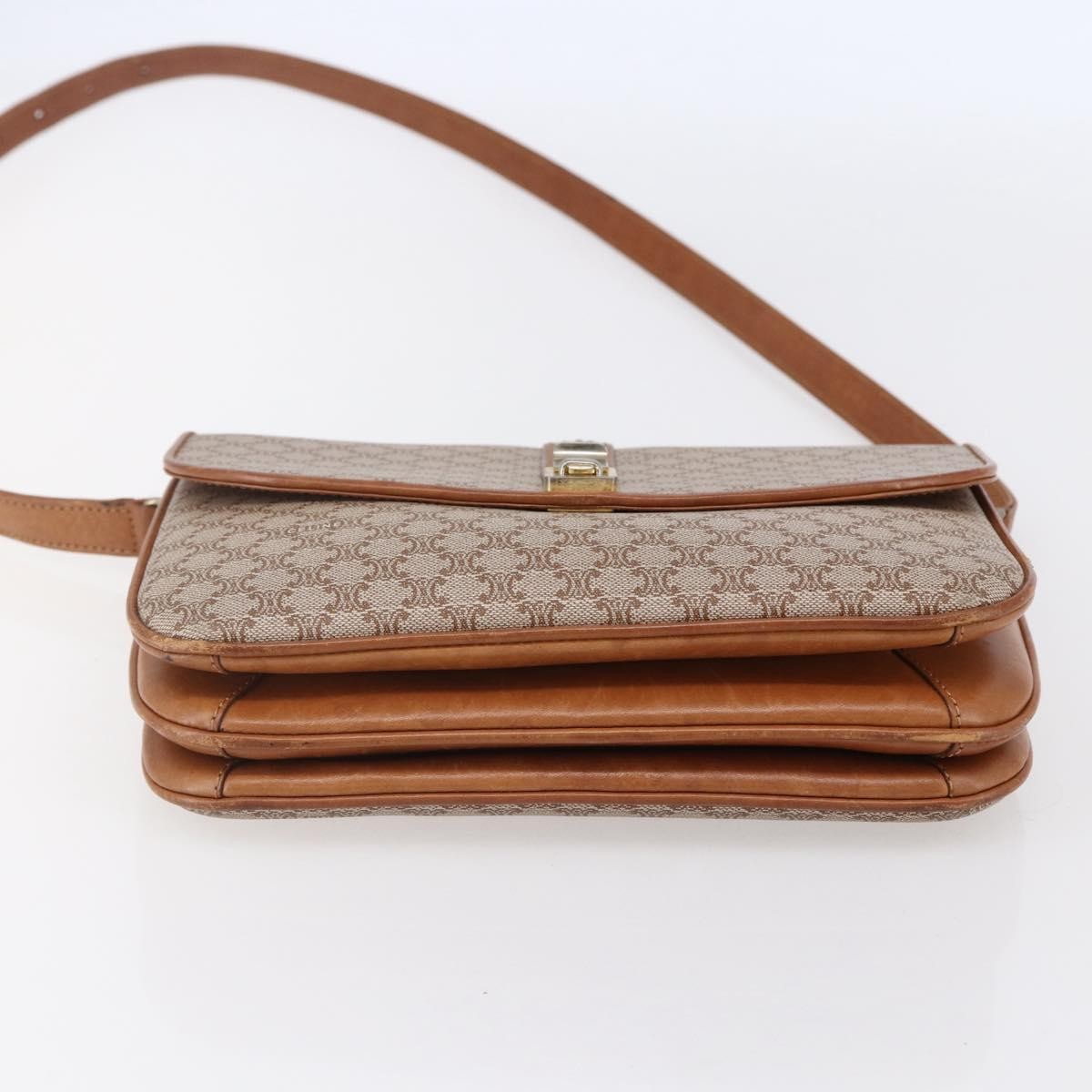 Celine Vintage Macadam Shoulder Bag Canvas And Leather Beige Canvas Shoulder Bag Bag