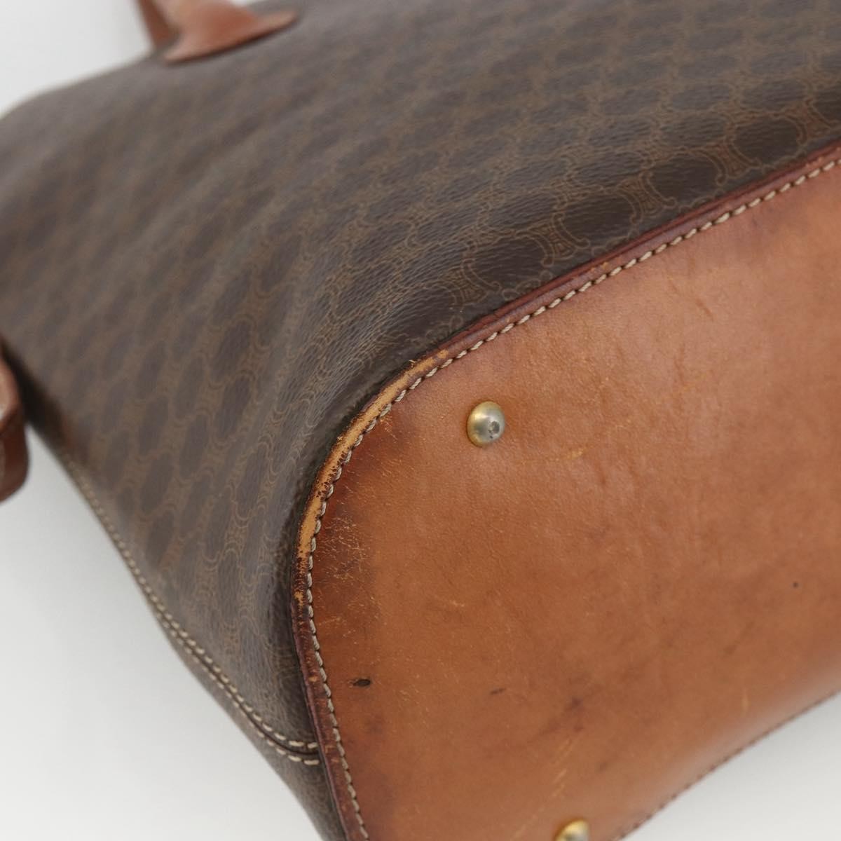 Celine Macadam Handbag Macadam With Leather Brown Canvas Handbag