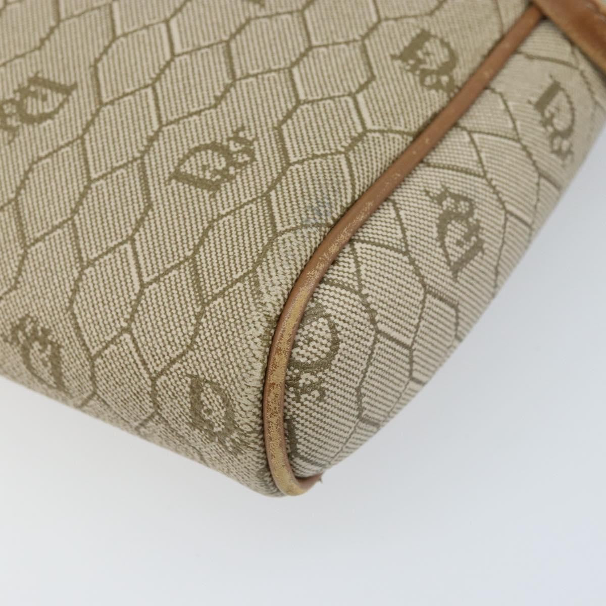Christian Dior Vintage Honeycomb Shoulder Bag Canvas And Leather Beige Canvas Shoulder Bag Bag (Pre-Owned)