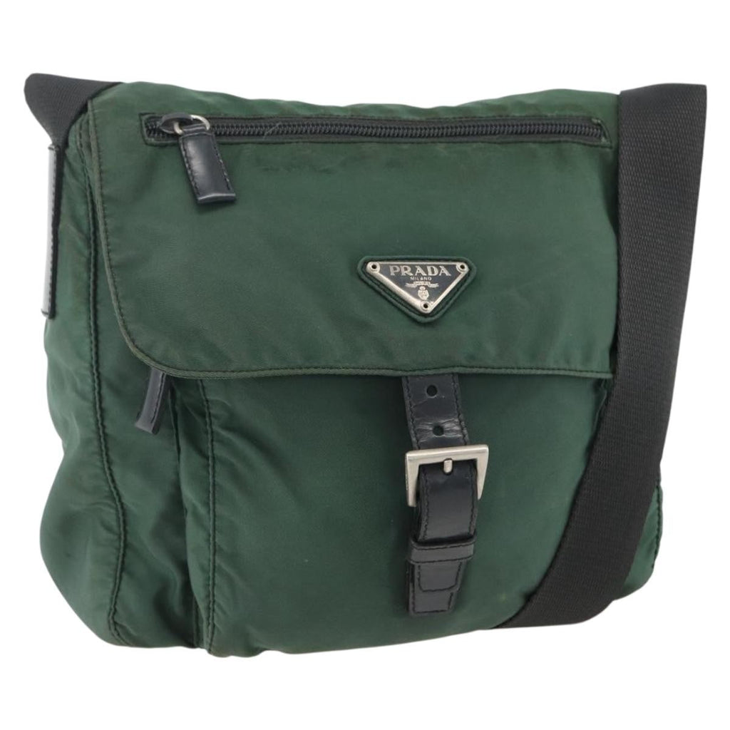Prada Buckle Messenger Bag Tessuto Green Nylon Shoulder Bag Bag