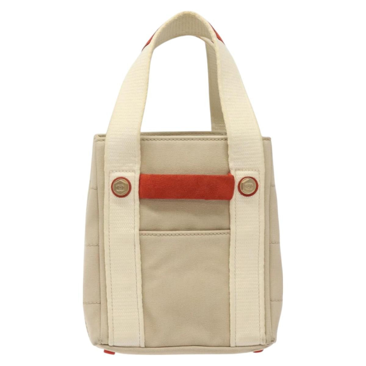 Chanel Chocolate Bar Coco Mark Handbag Canvas Beige Canvas Handbag