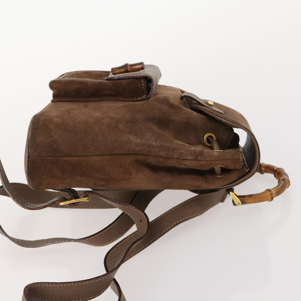 Gucci Gucci Bamboo Backpack Daim Brown Suede Backpack Bag (Pre-Owned)