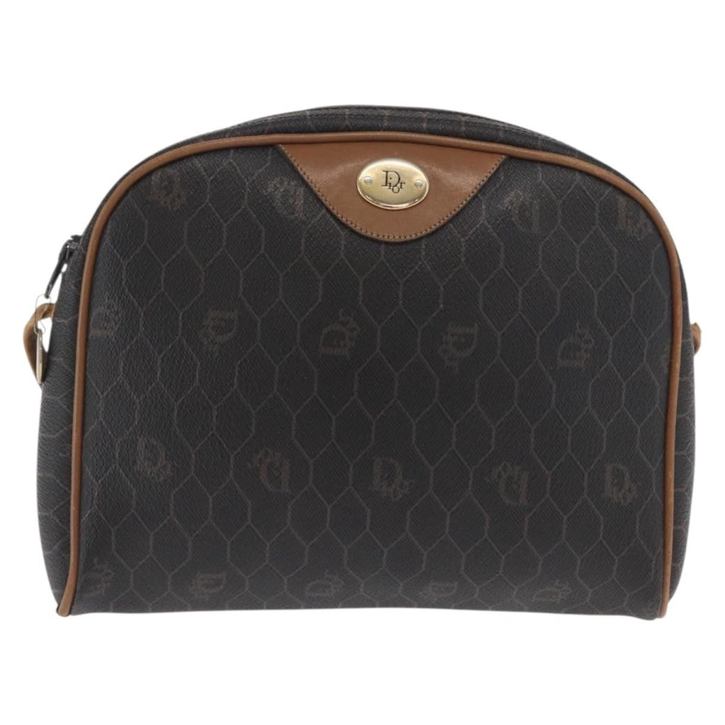 Christian Dior Vintage Honeycomb Shoulder Bag Canvas And Leather Black Canvas Shoulder Bag Bag (Pre-Owned)