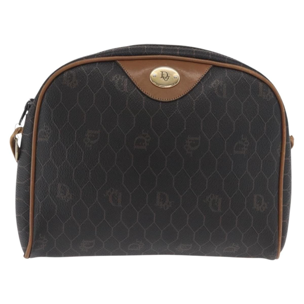 Christian Dior Vintage Honeycomb Shoulder Bag Canvas And Leather Black Canvas Shoulder Bag Bag (Pre-Owned)