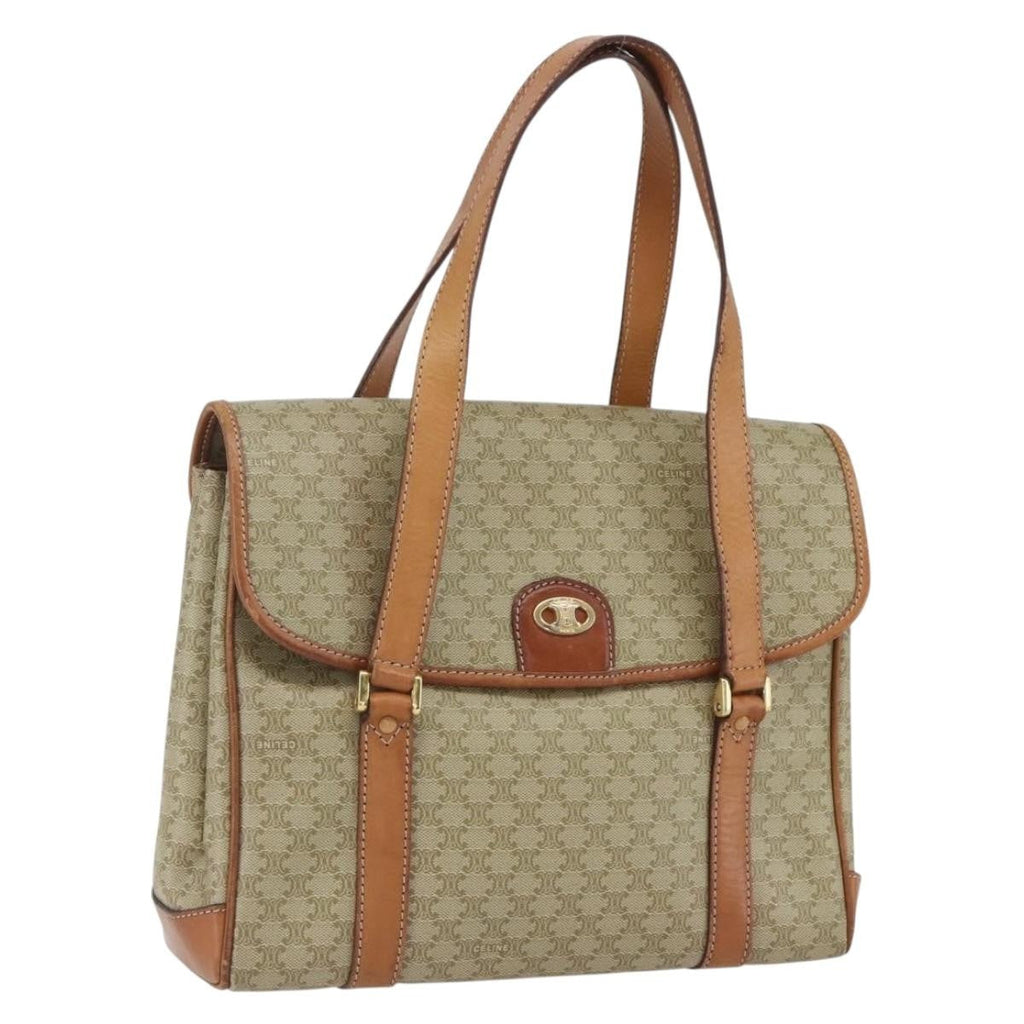 Celine Vintage Macadam Handbag Canvas And Leather Beige Canvas Handbag
