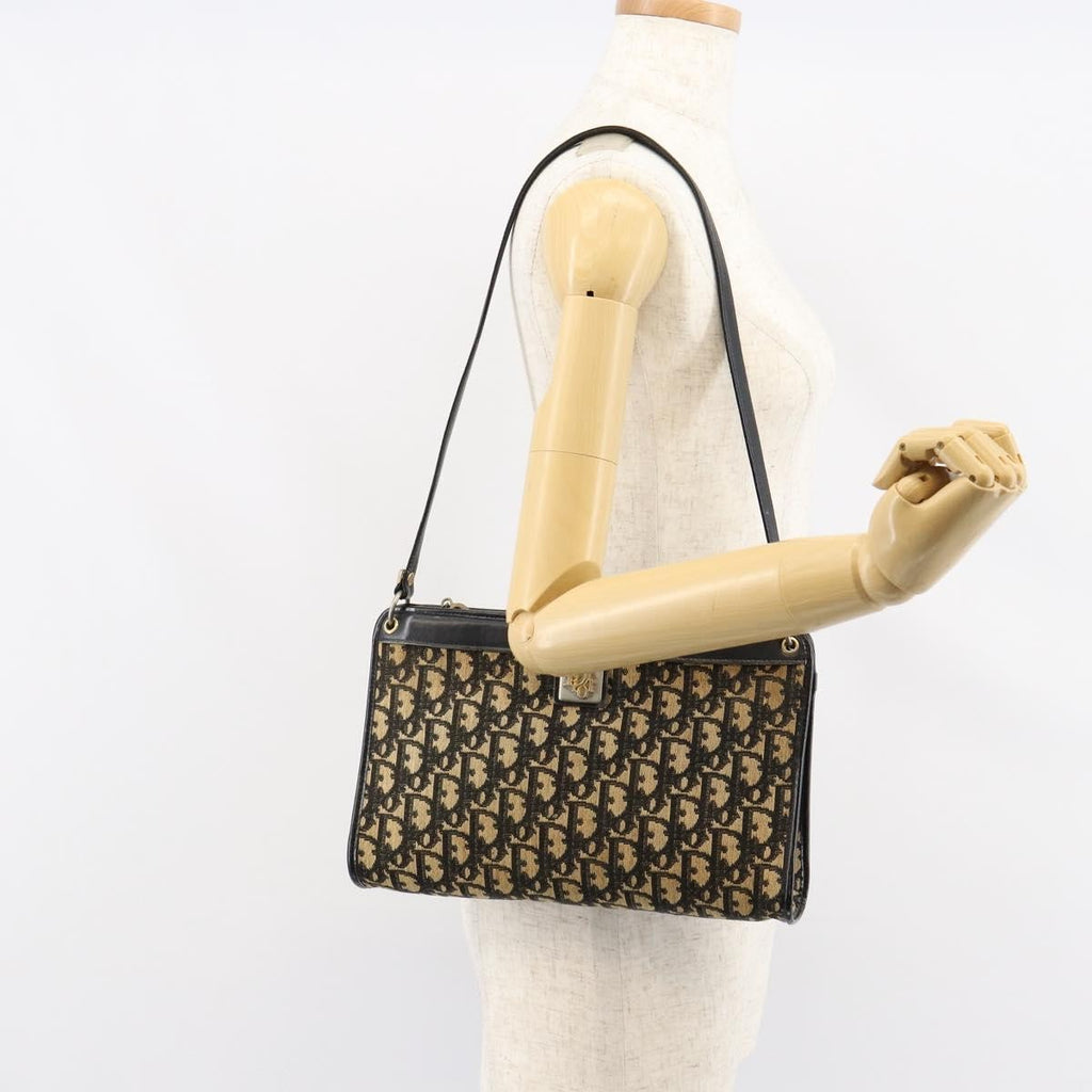 Christian Dior Vintage Trotter Shoulder Bag Canvas Navy Canvas Shoulder Bag Bag (Pre-Owned)