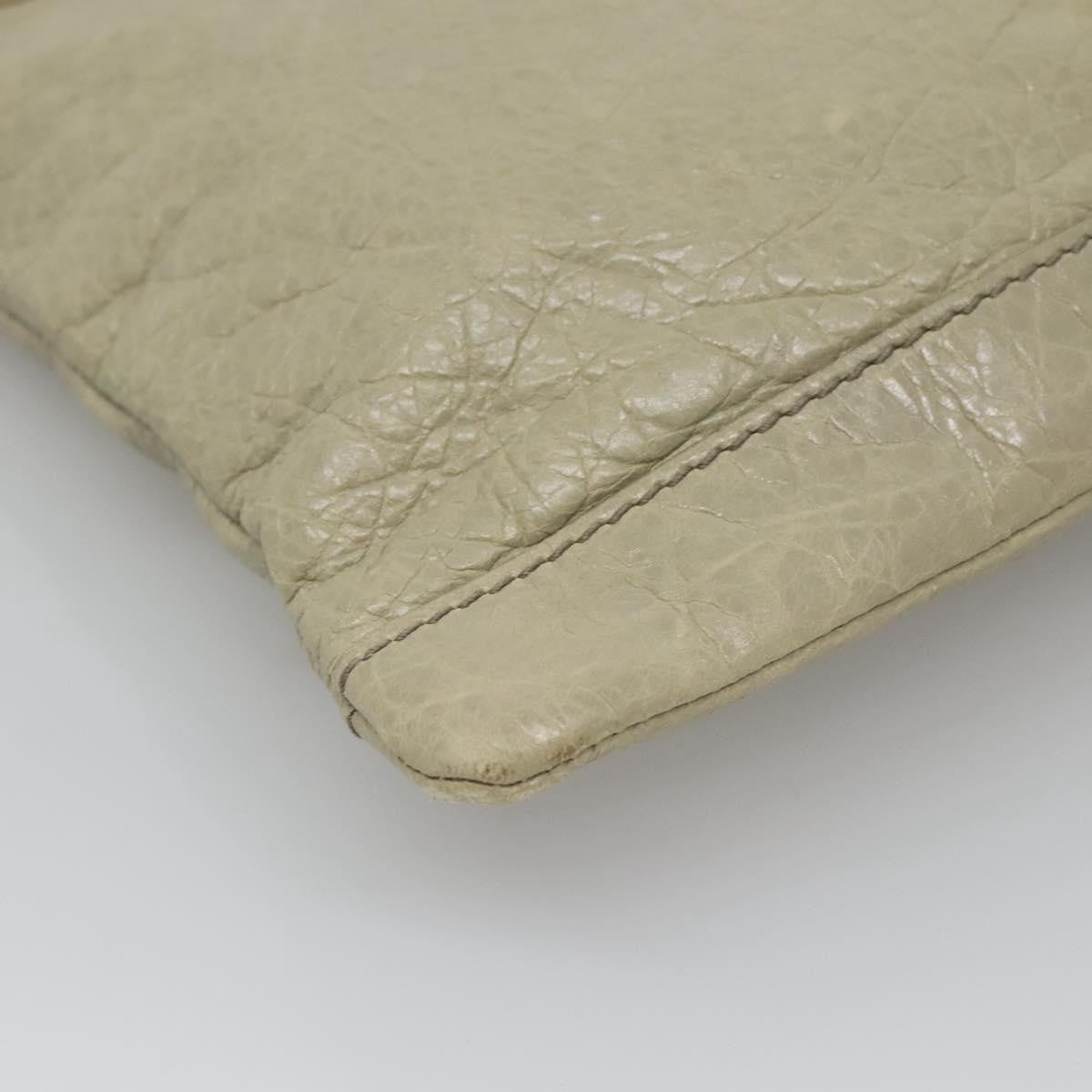Balenciaga Classic City Clip Pouch Leather Beige Leather Clutche & Pouche