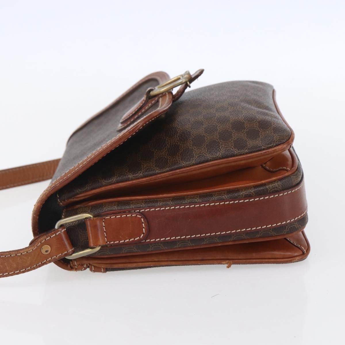Celine Vintage Macadam Shoulder Bag Canvas And Leather Brown Canvas Shoulder Bag Bag