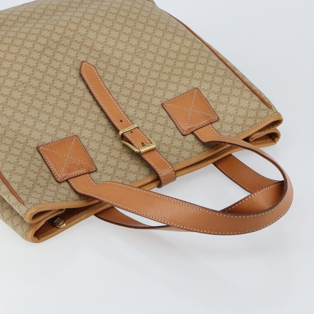Celine Macadam Shoulder Bag Pvc Leather Beige Canvas Shoulder Bag Bag