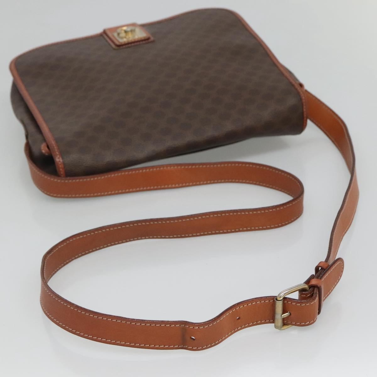 Celine Vintage Macadam Shoulder Bag Canvas And Leather Brown Canvas Shoulder Bag Bag