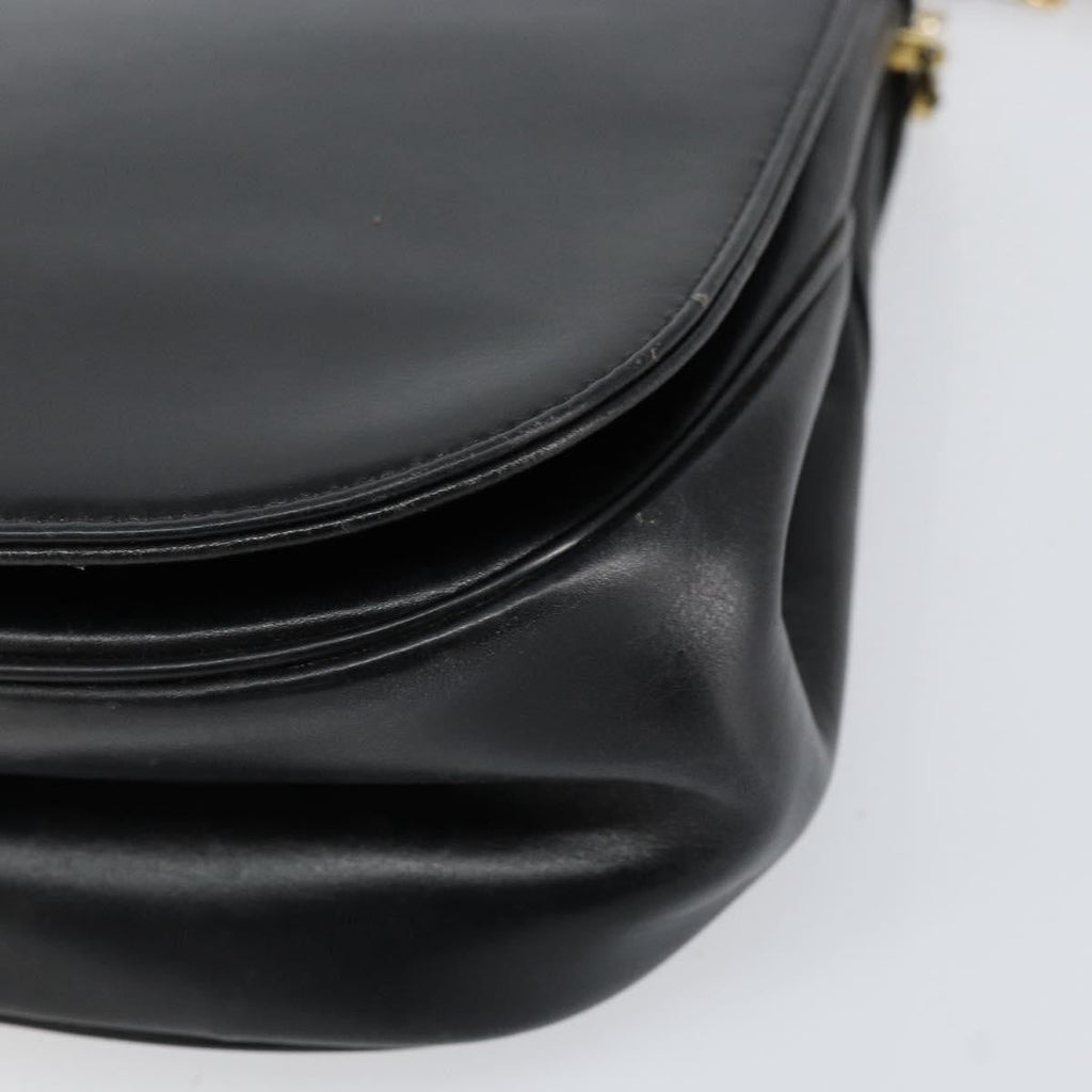 Christian Dior Vintage Chain Flap Shoulder Bag Leather Black Leather Shoulder Bag Bag (Pre-Owned)