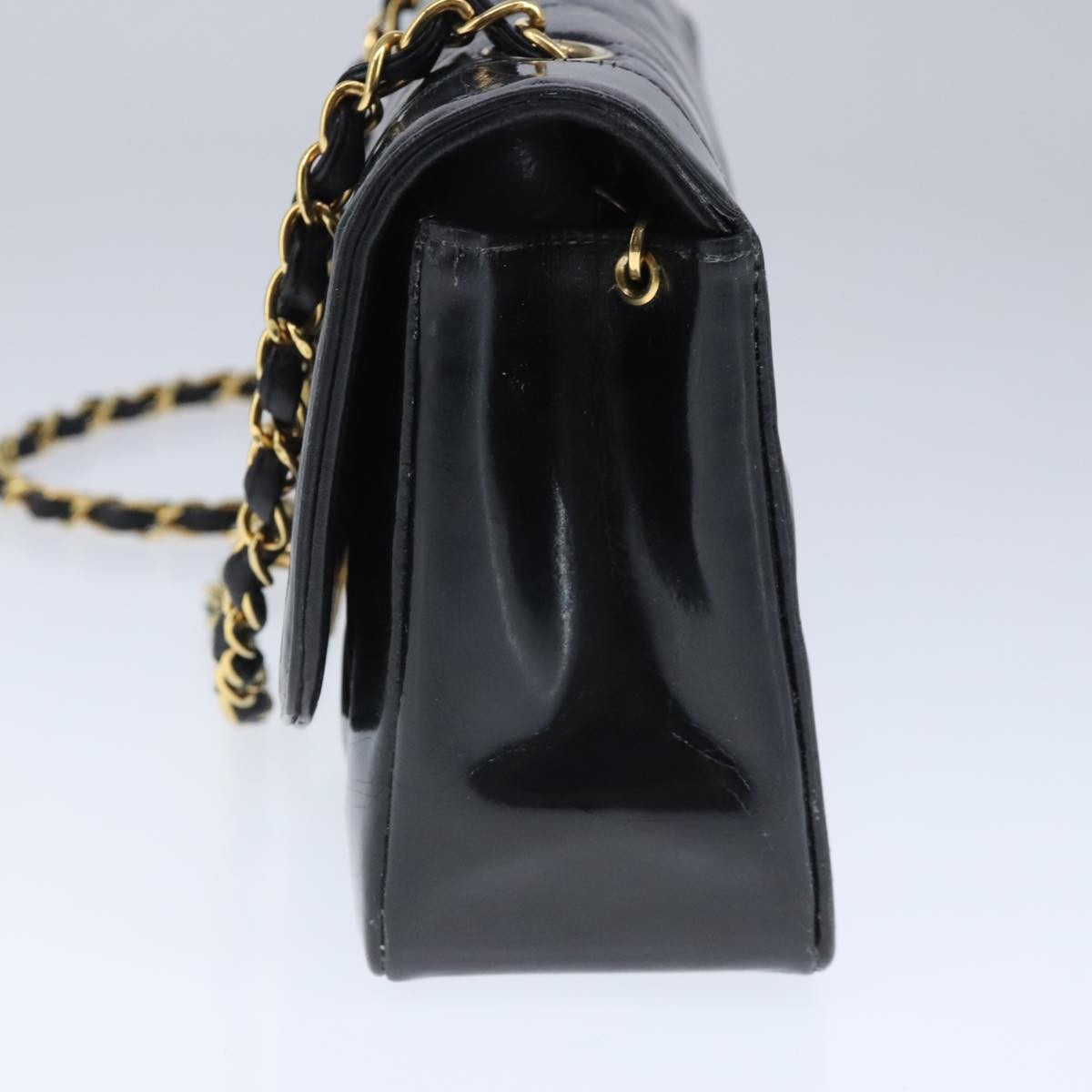 Chanel Vintage So Black Diana Flap Bag Quilted Patent Black Patent_Leather Shoulder Bag Bag