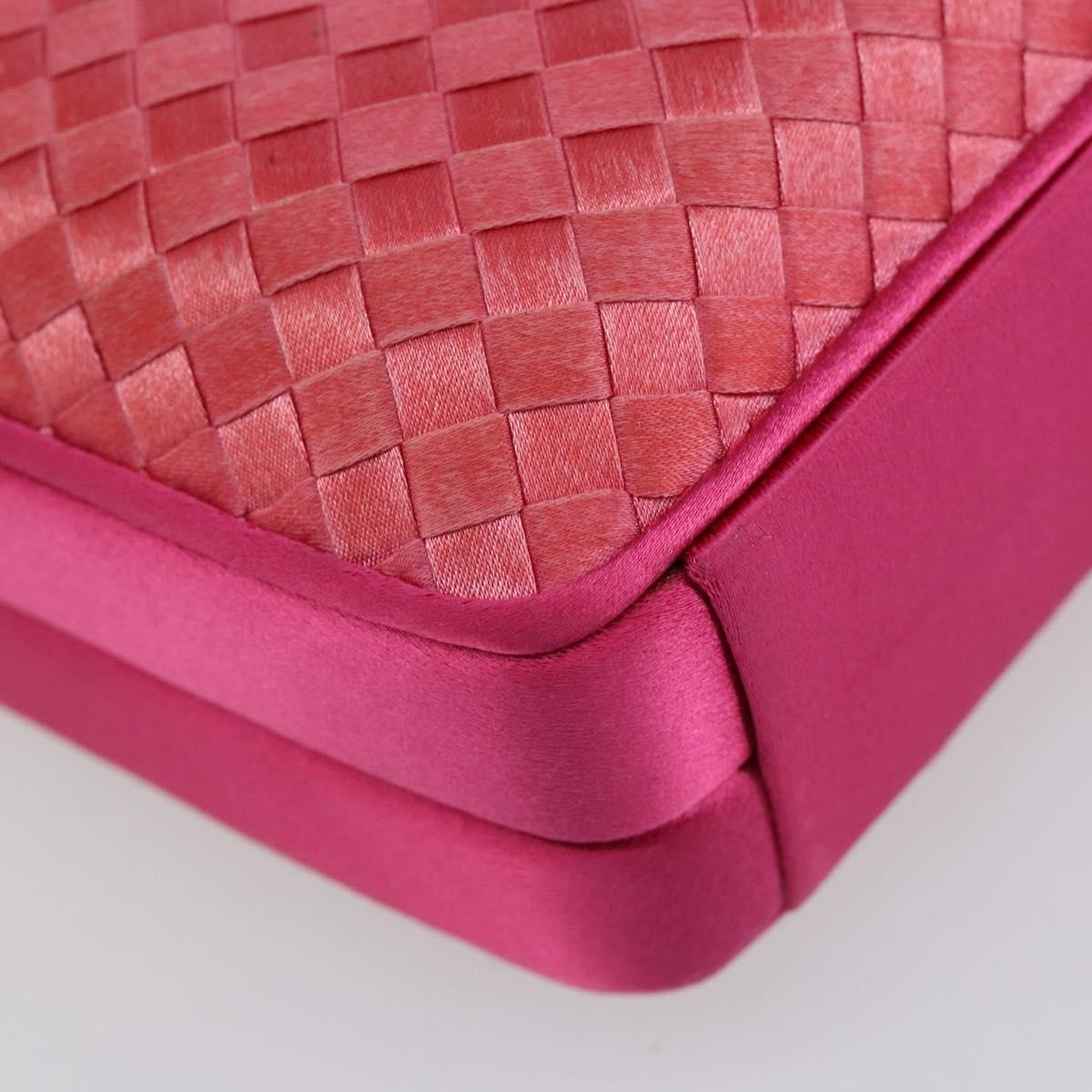Bottega Veneta Intrecciato Clutch Bag Satin Pink Satin Clutche & Pouche Bag