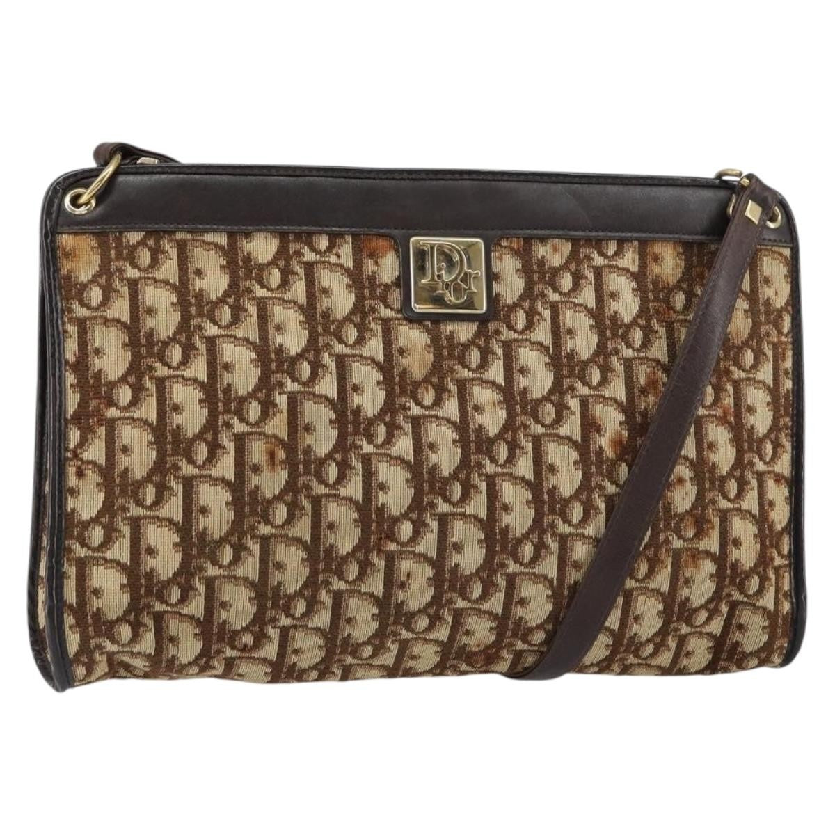 Christian Dior Vintage Trotter Shoulder Bag Canvas Beige Canvas Shoulder Bag Bag (Pre-Owned)