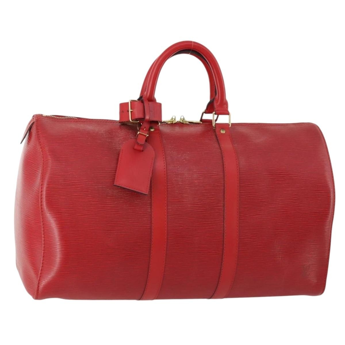 Louis Vuitton Keepall Bag Epi Leather Red Leather Travel Bag