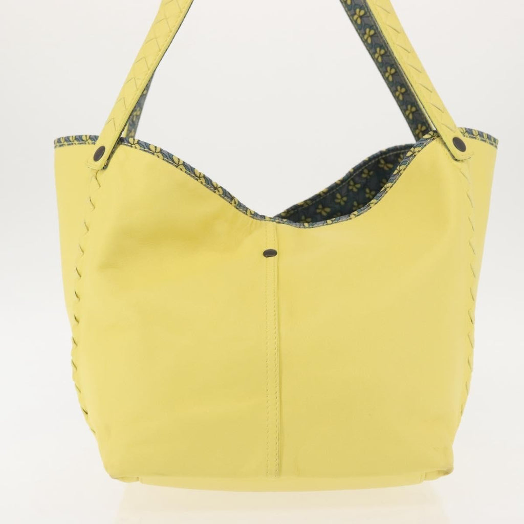 Bottega Veneta A-Shape Tote Leather With Intrecciato Detail Yellow Leather Shoulder Bag Bag