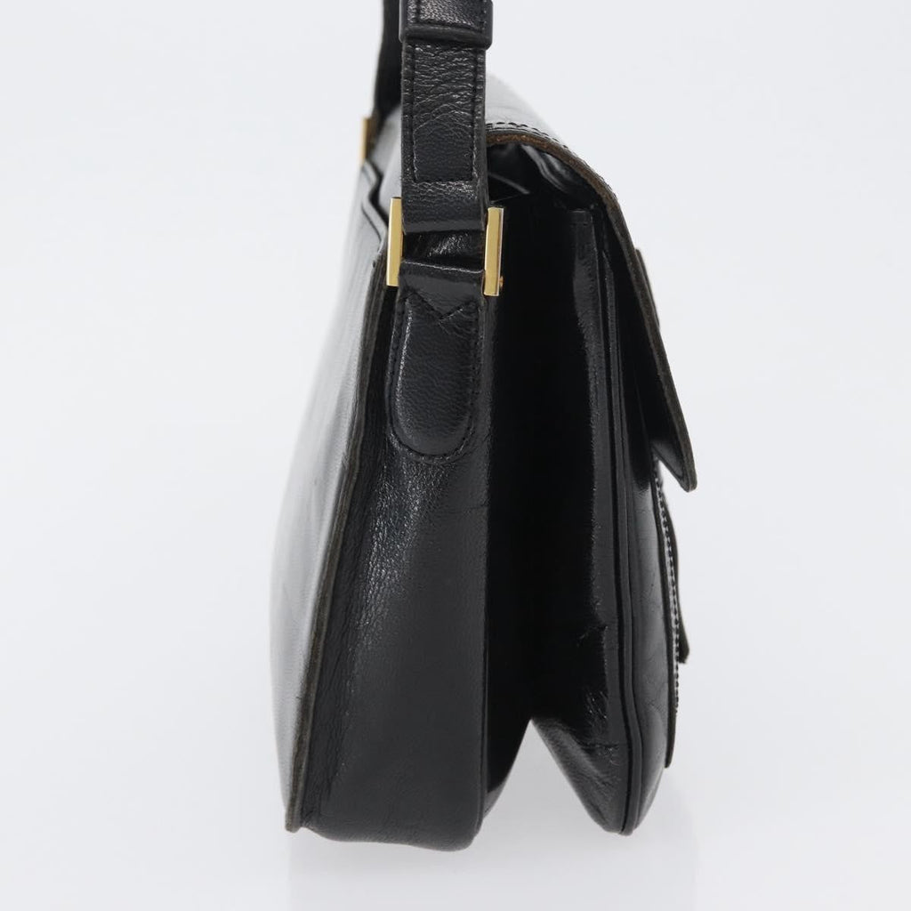 Saint Laurent Vintage Shoulder Bag Leather Black Leather Shoulder Bag Bag (Pre-Owned)