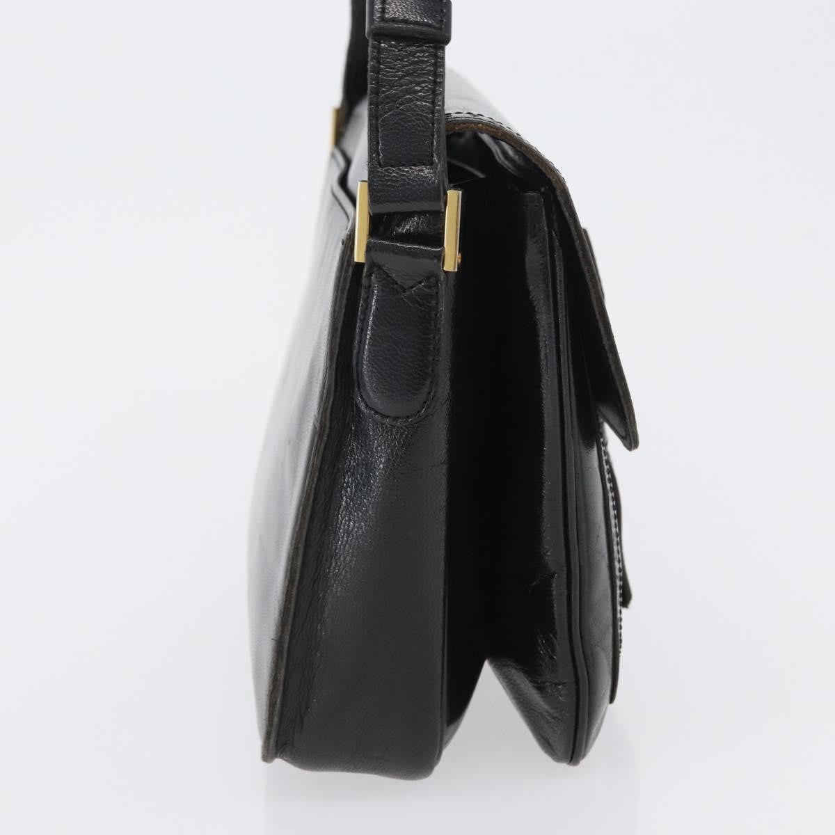 Saint Laurent Vintage Shoulder Bag Leather Black Leather Shoulder Bag Bag (Pre-Owned)