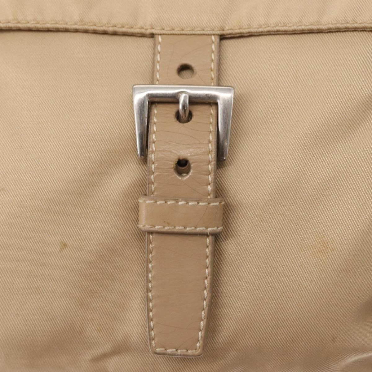 Prada Buckle Messenger Bag Tessuto Beige Nylon Shoulder Bag Bag