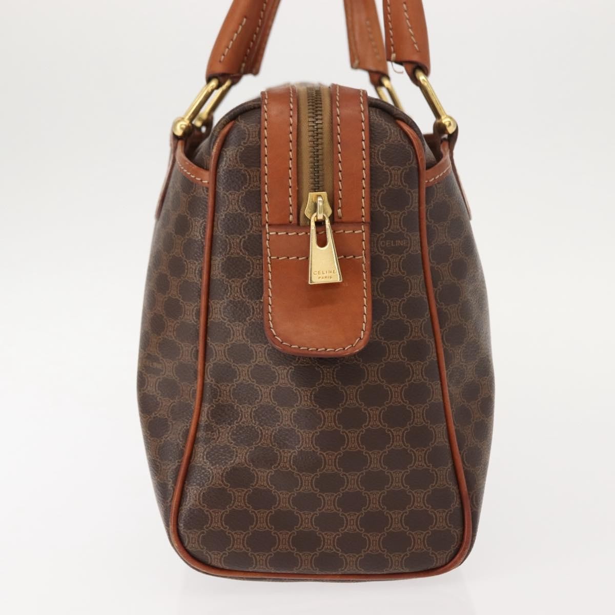 Celine Vintage Macadam Handbag Canvas And Leather Brown Canvas Handbag