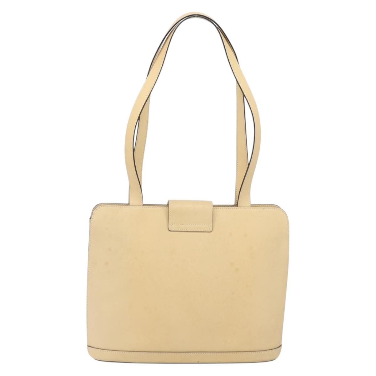 Celine Vintage Shoulder Bag Leather Beige Leather Shoulder Bag Bag