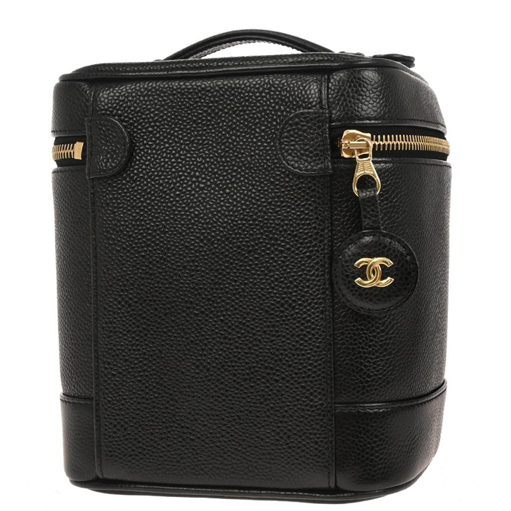 Chanel Vintage Timeless Cosmetic Case Caviar Black Leather Handbag