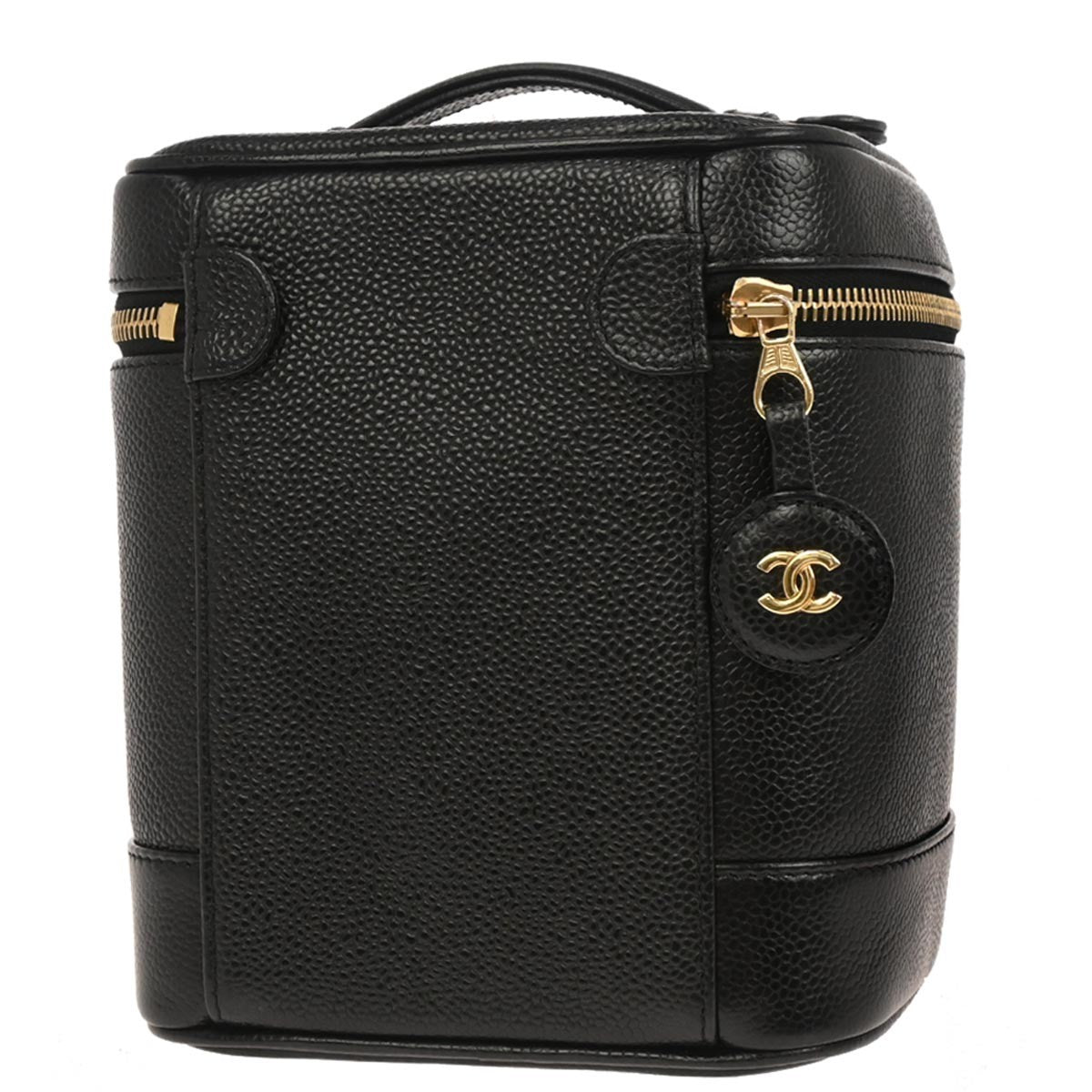 Chanel Vintage Timeless Cosmetic Case Caviar Black Leather Handbag