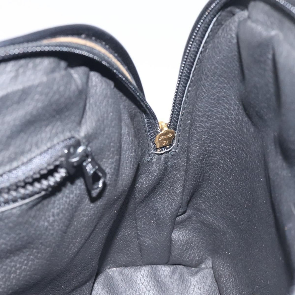 Celine Circle Logo Handbag Leather Black Leather Bag