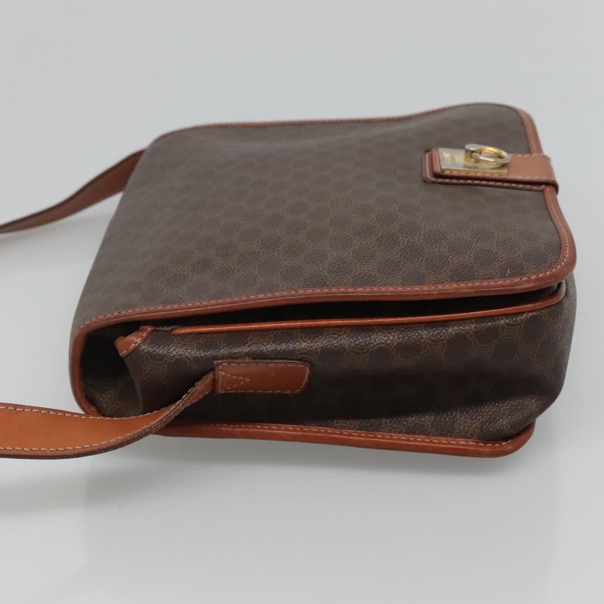 Celine Vintage Macadam Shoulder Bag Canvas And Leather Brown Canvas Shoulder Bag Bag