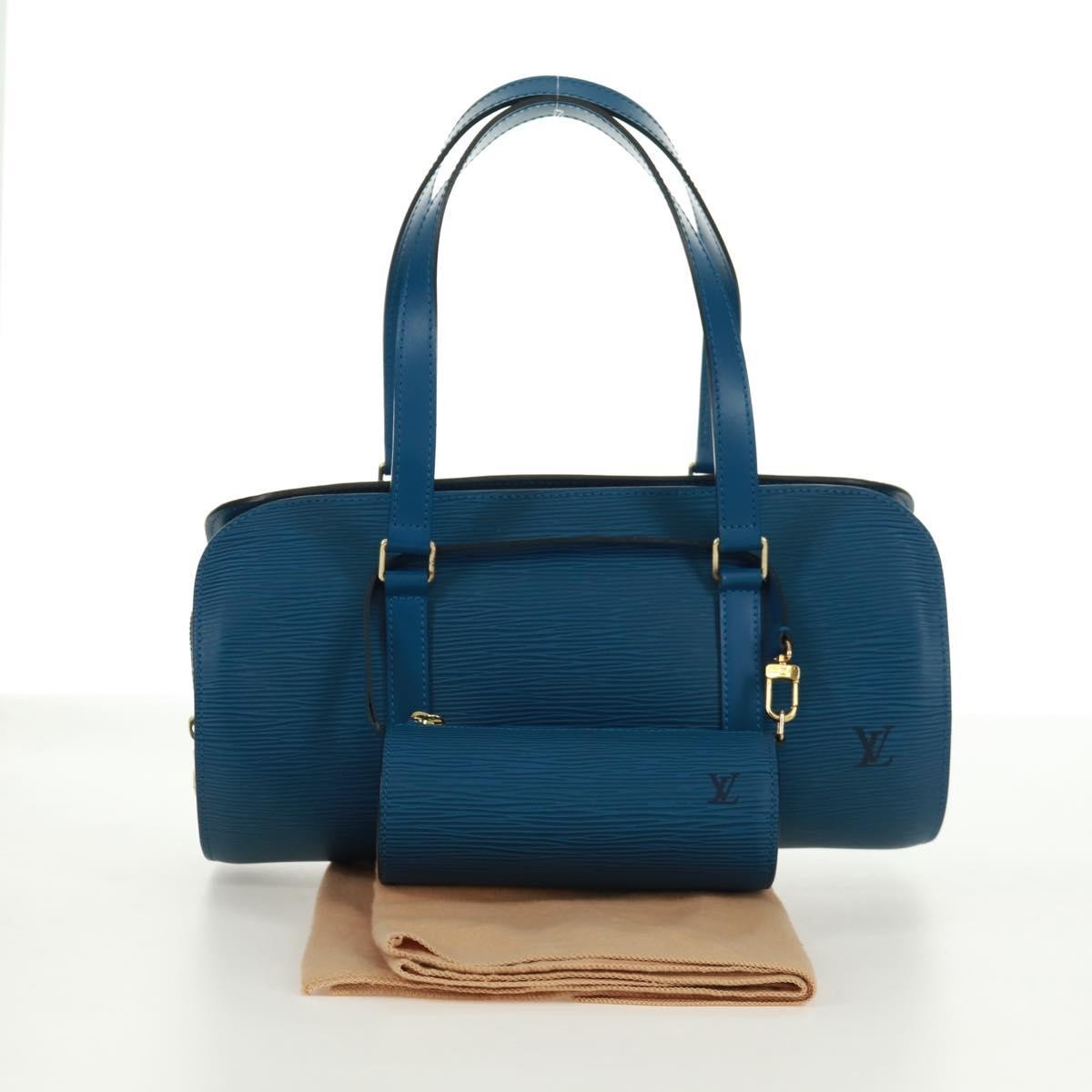 Louis Vuitton Soufflot Handbag Epi Leather Blue Leather Shoulder Bag