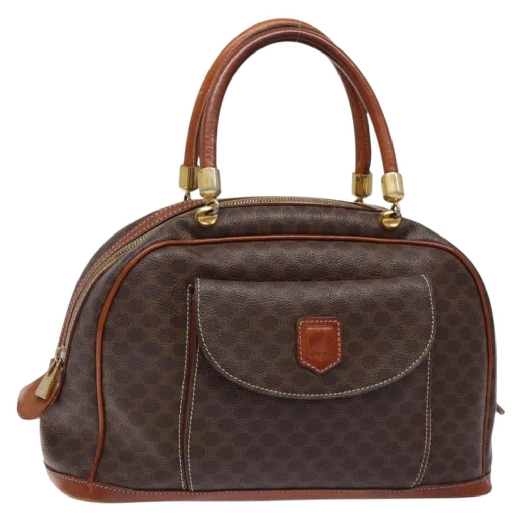 Celine Macadam Handbag Macadam With Leather Brown Canvas Handbag