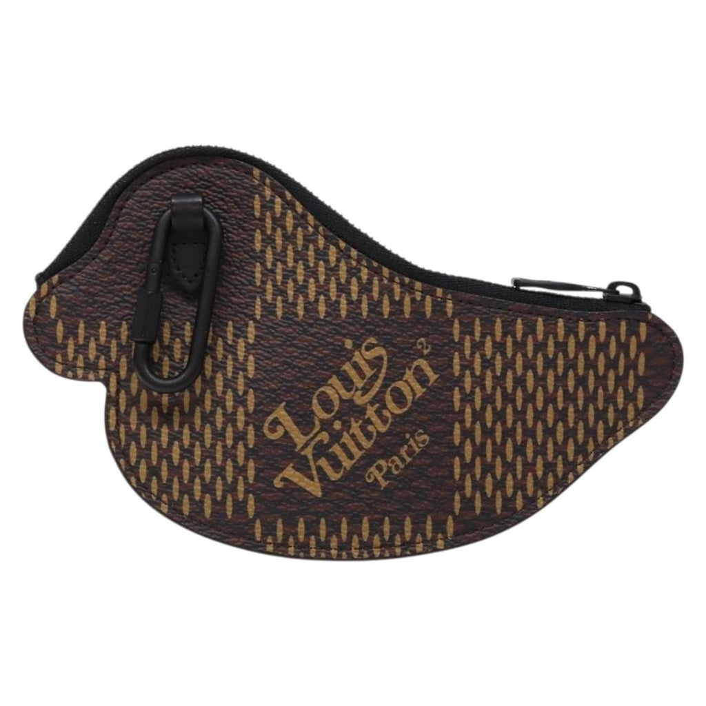 Louis Vuitton Nigo Duck Coin Holder Printed Leather And Limited Edition Giant Damier Black Canvas Wallets Accessory