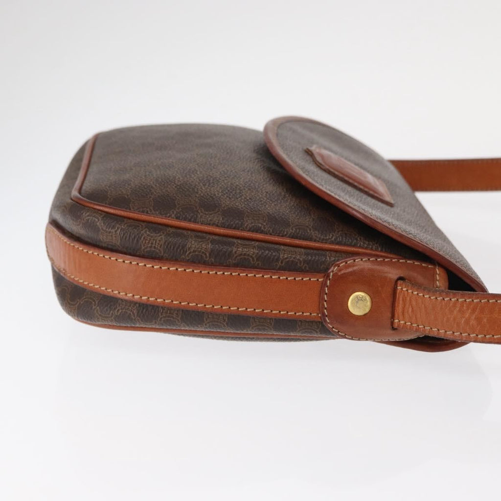 Celine Vintage Macadam Shoulder Bag Canvas And Leather Brown Canvas Shoulder Bag Bag