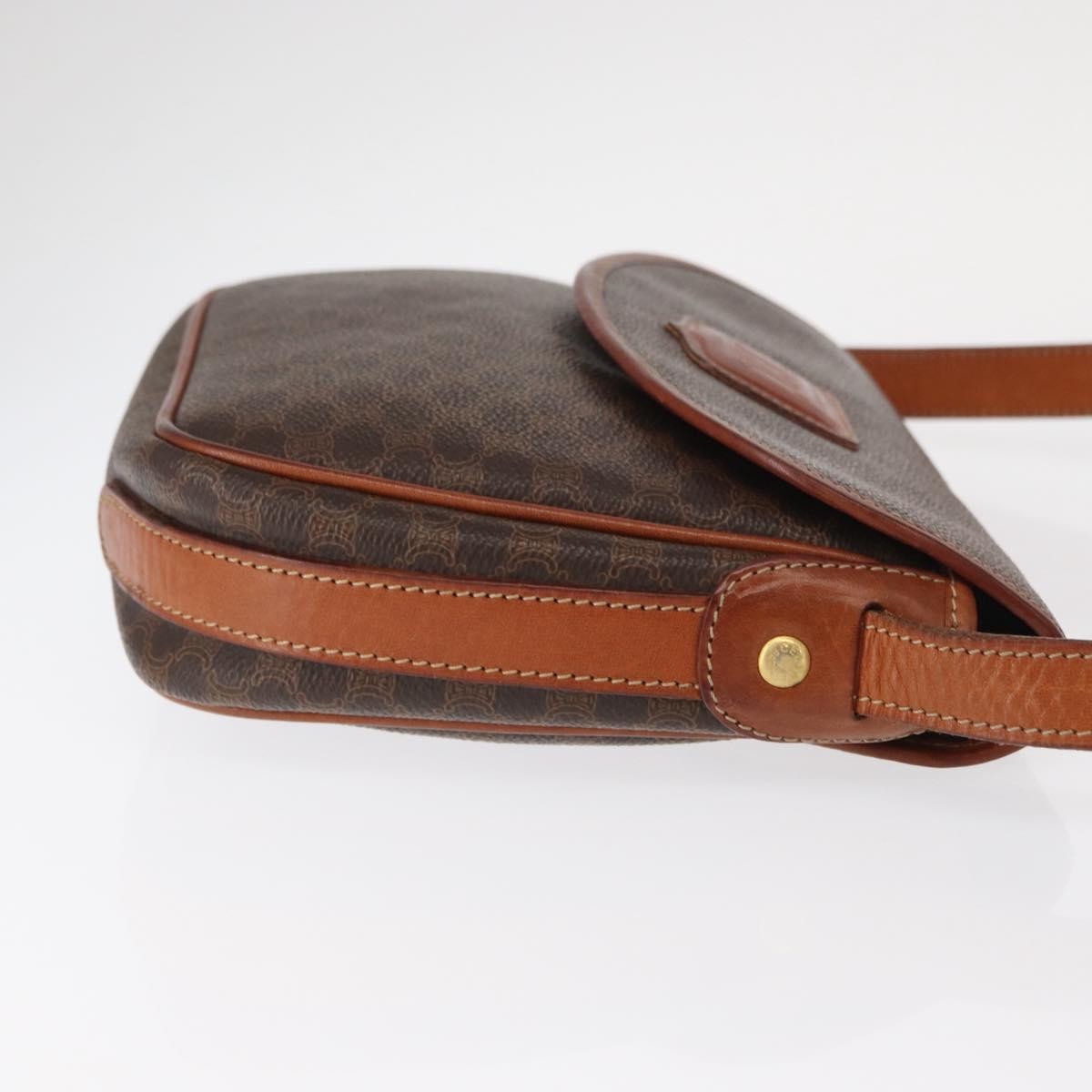 Celine Vintage Macadam Shoulder Bag Canvas And Leather Brown Canvas Shoulder Bag Bag