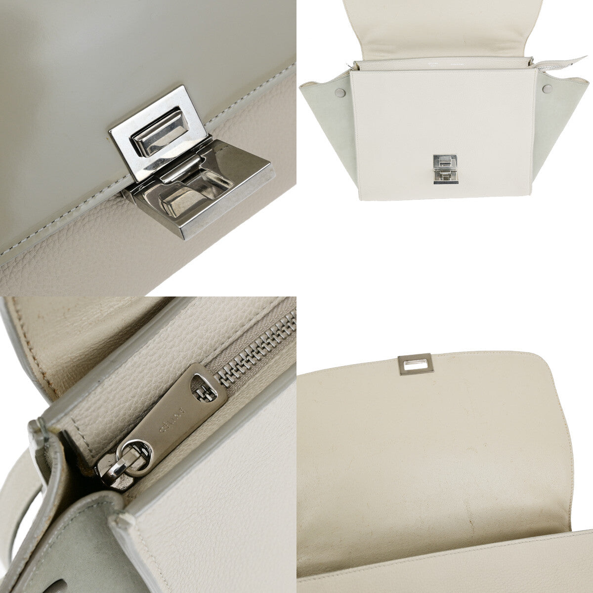 Celine Trapeze Bag Leather Beige Leather Handbag