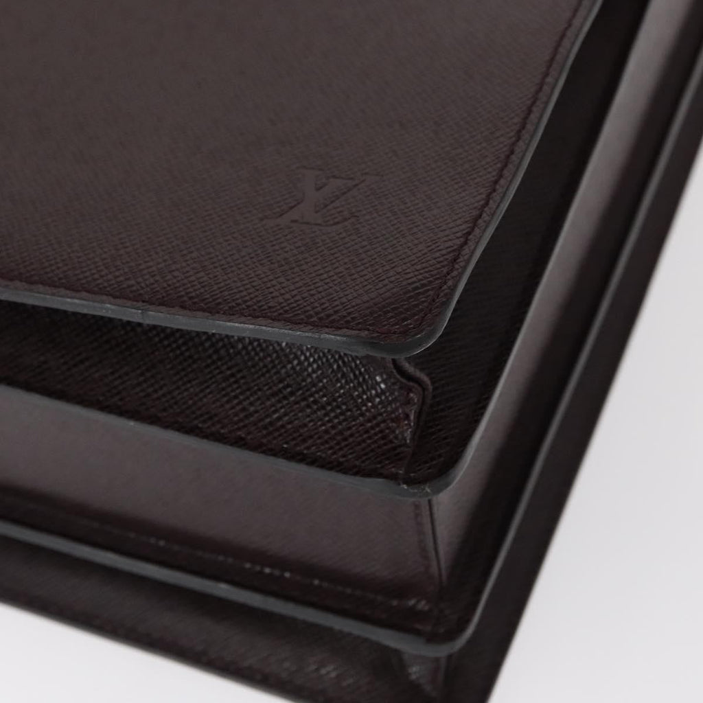 Louis Vuitton Pilot Briefcase Taiga Leather Brown Leather Briefcase Bag