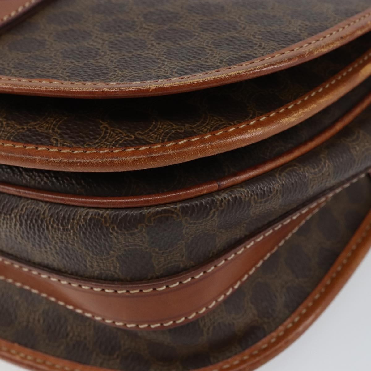 Celine Vintage Macadam Shoulder Bag Canvas And Leather Brown Canvas Shoulder Bag Bag