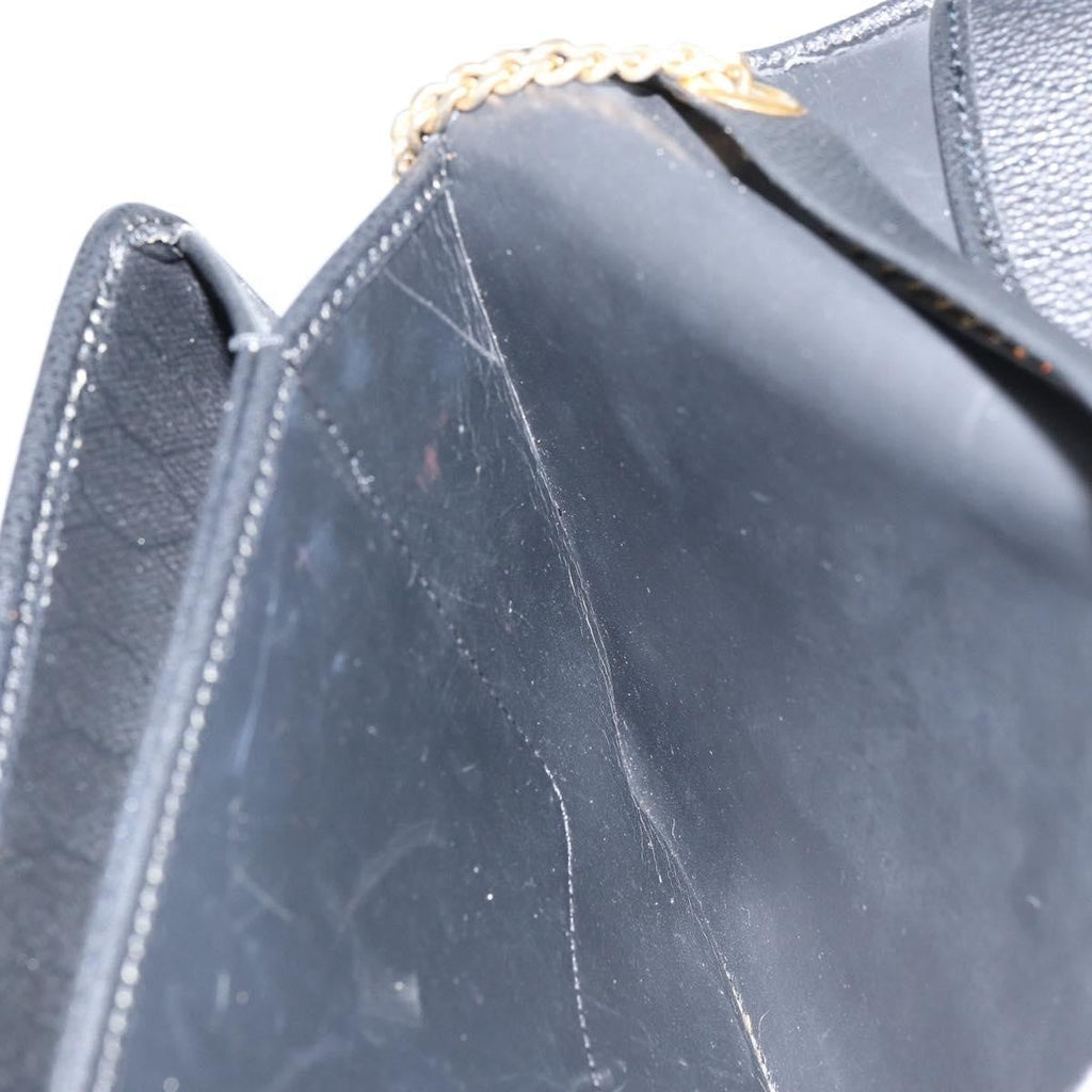 Christian Dior Vintage Chain Flap Shoulder Bag Leather Black Leather Shoulder Bag Bag (Pre-Owned)