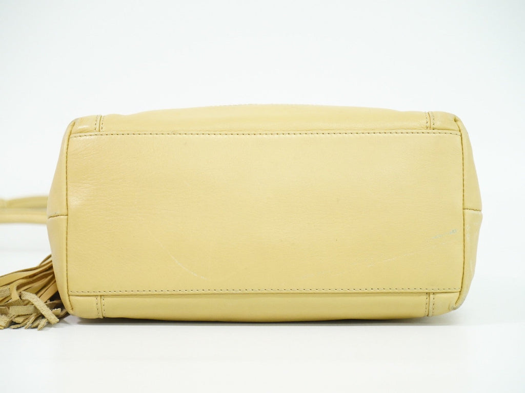 Chanel Vintage Cc Tassel Shoulder Bag Lambskin Beige Leather Shoulder Bag Bag