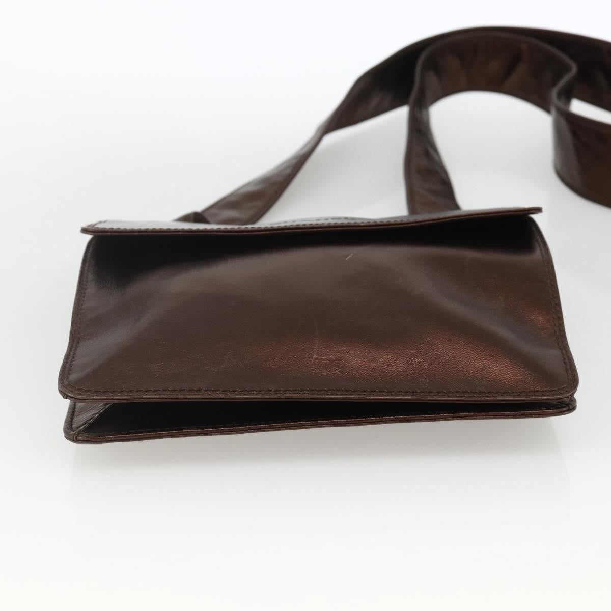 Chanel Vintage Logo Flap Messenger Bag Leather Brown Leather Shoulder Bag Bag