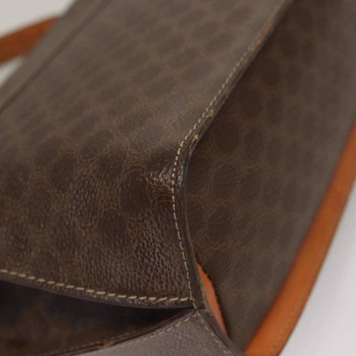 Celine Macadam Handbag Macadam With Leather Brown Canvas Handbag