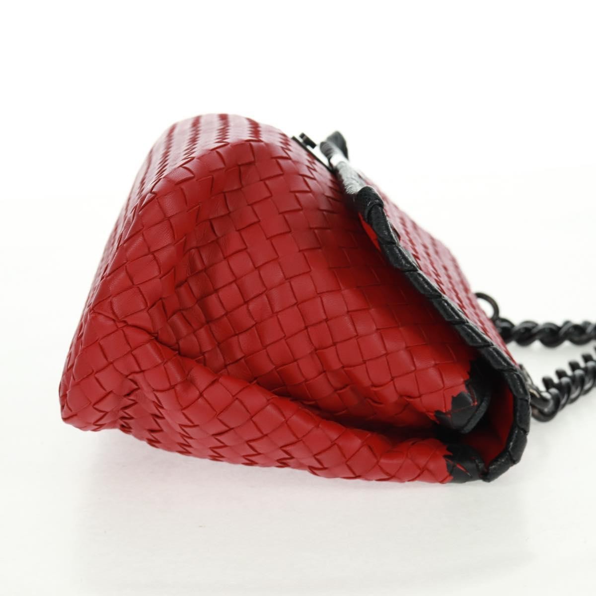 Bottega Veneta Glass Shoulder Bag Intrecciato Nappa With Snakeskin Red Leather Shoulder Bag Bag