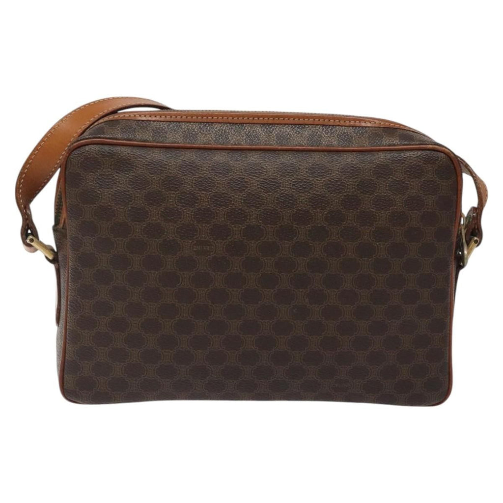 Celine Vintage Macadam Shoulder Bag Canvas And Leather Brown Canvas Shoulder Bag Bag