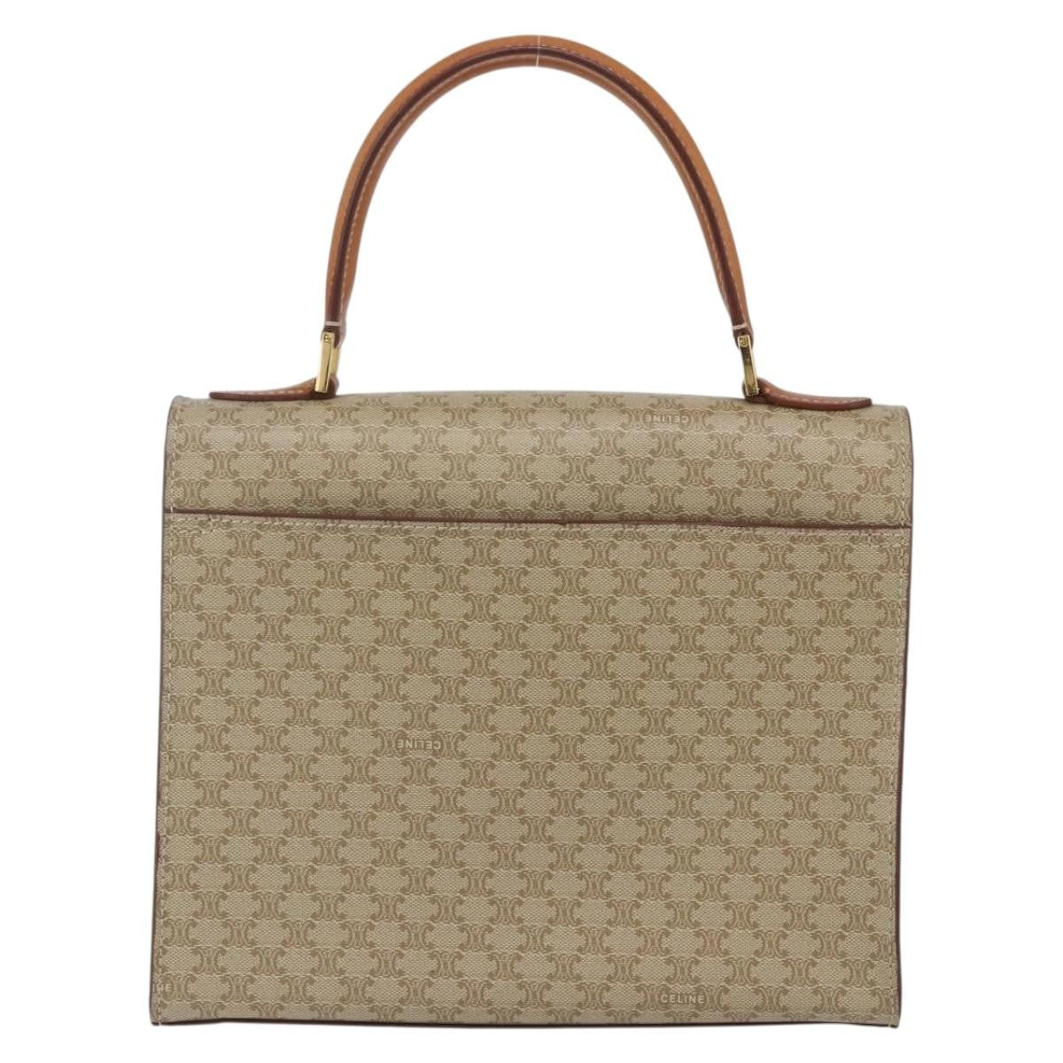 Celine Vintage Macadam Handbag Canvas And Leather Beige Canvas Handbag